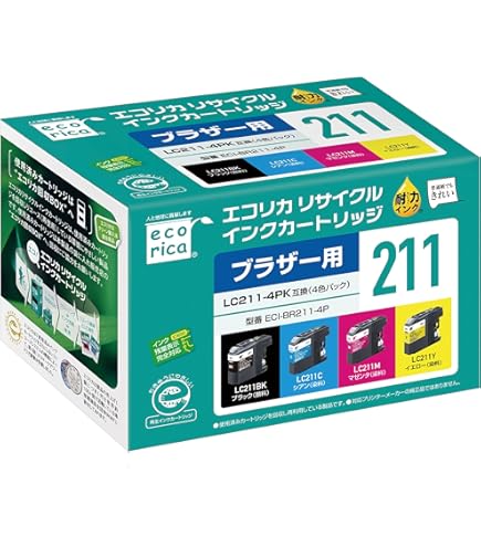 Amazon.co.jp: OHM ブラザー LC211-4P対応 互換インク