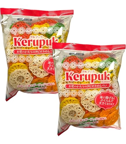 Amazon.co.jp: クルプック Kerupuk お花のかたちのタピオカせんべい