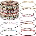 Hicarer 28 Pieces Woven Wrap Friendship Bracelets Handmade Braided Friendship Bracelet Adjustable Colorful Beaded Bracelet, 1