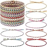 Hicarer 28 Pieces Woven Wrap Friendship Bracelets Handmade Braided Friendship Bracelet Adjustable Colorful Beaded Bracelet, 1