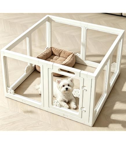 Amazon | FXW AuraSpace アクリル屋内犬用ベビーサークル 子犬と小型犬
