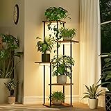 Bamworld フラワースタンド 植物育成ライト付き フラワースタンド 室内 プランタースタンド 5段観葉植物 台 おしゃれ 植物 棚 植木鉢台 プランターラック リビング 寝室 ベランダ