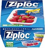 ジップロック コンテナー 長方形 480ml 2個入 ポリプロピレン (PP) 透明