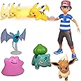Amazon ポケモンバトルフィギュア マルチパック おもちゃセット 発射アクション付き 第1世代 灰 ピカチュウ ズバート イーブイ ディット フシギダネ 6ピース 対象年齢4歳以上 ロボット ソフビ人形 おもちゃ