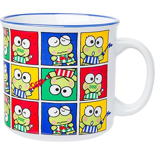 Silver Buffalo Sanrio Hello Kitty and Friends Keroppi Poses Grid Ceramic Camper Mug, 20 Ounces