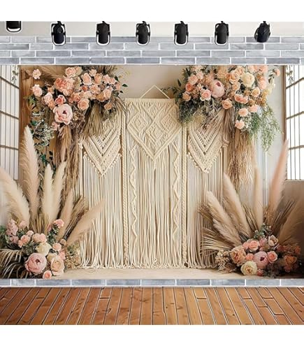 Boho Rustic Floral Wedding Arch Backdrop
