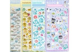 3dシール 可愛いシールハンギョドン 4枚セット サンリオキャラクターズ グッズミニ はぴだんぶい携帯電話飾り用 DIY用 手帳用 貼り付け可能 手芸用品大容量 スマホケース 手帳 diy 贈り物ごほうび (S2)