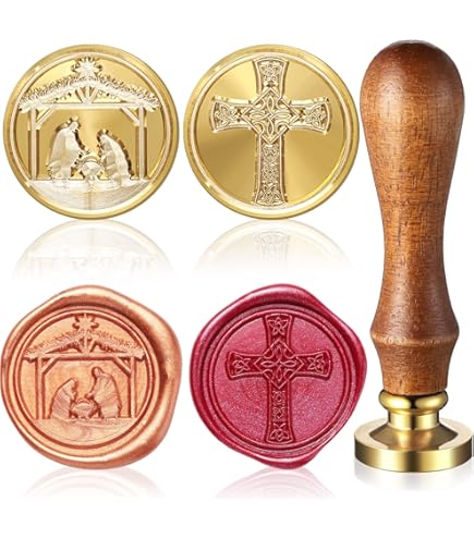 MAYJOYDIY Merry Christmas Wax Seal Stamp With Wreath Brass Head