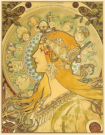 Amazon Co Jp 絵画風 壁紙ポスター はがせるシール式 アルフォンス ミュシャ 黄道12宮 16 97年 Zodiac アールヌーヴォー キャラクロ K Mch 006bs1 585mm 752mm 建築用壁紙 耐候性塗料 Diy 工具 ガーデン
