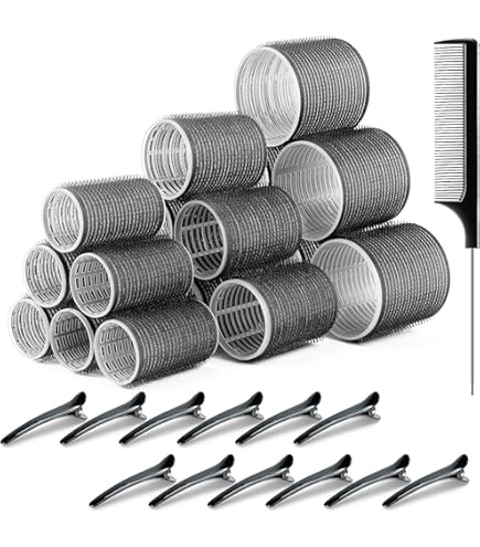 Amazon | ジャンボヘアローラーセット - 24個 大型ローラー12個と