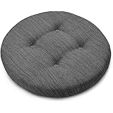 Shinnwa ラウンド スツール クッション 座布団 直径30cm*3cm厚み 丸型チェアパッド 子ども用スツールカバー バースツール クッションカバー マジックテープ式 滑り止めシート付き ダークグレー