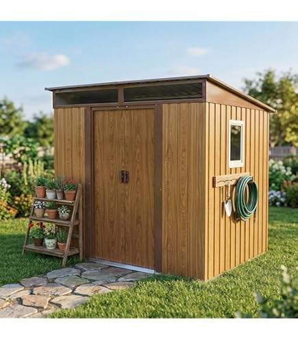 大型収納庫 スチール製 幅195×奥行150×高さ180 引き戸 ナチュラル Amazon | 物置 屋外 大型 スチール製 幅195×奥行150×高180cm 引き戸