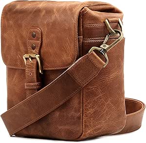 MegaGear - Torres Miniミラーレスカメラ、インスタントカメラ、デジタル一眼レフカメラ用の本革カメラメッセンジャーバッグ - ミンク MegaGear Torres Mini本革 カメラ メッセンジャー バッグ ミラーレス