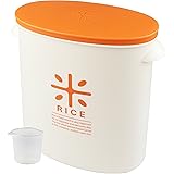 パール金属 日本製 米びつ 5kg オレンジ 計量カップ付 お米 袋のまま ストック RICE HB-3435