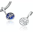 BOLENVI Not All Those Who Wander Are Lost Compass Earth 925 Sterling Silver Pendant Charm Bead For Pandora & Similar Charm Br