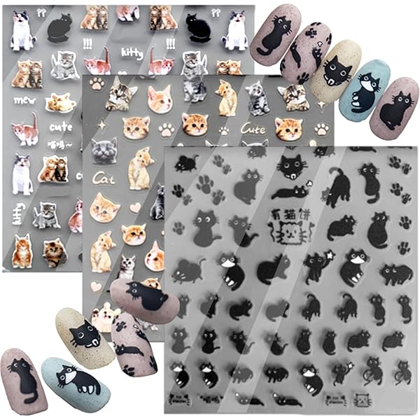 Amazon | TSUMEKIRA ネイルシール 猫とお花 アート材 | Tsumekira
