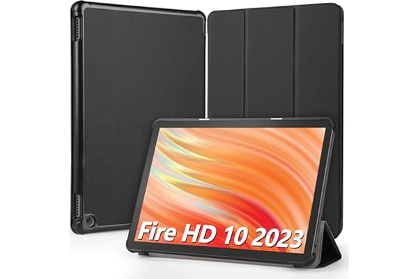 Hianjoo Fire HD 10 2023 対応 ケース 10インチ タブレットケース Fire HD 10 第13世代 対応 カバー スタンド機能付き オートスリープ機能 全面保護ケース 耐衝撃 擦り傷防止 - ブラック