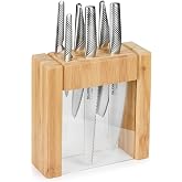 Global Ikasu 7-Piece Japanese Knife Block Set | Made in Japan, Bamboo Storage Block, forged CROMOVA 18 stainless steel knives