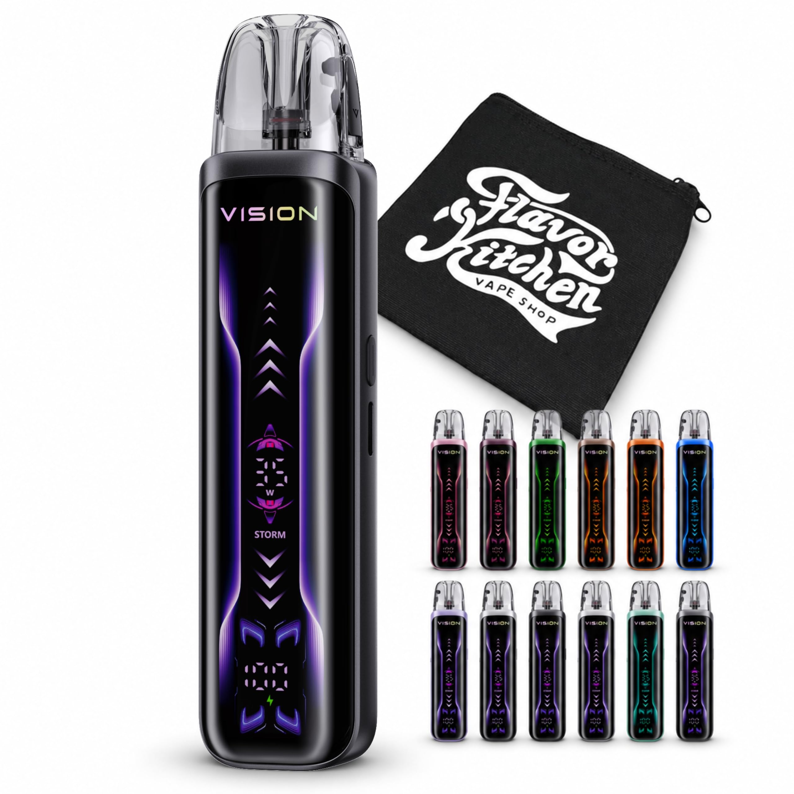 【VISION】UWELL CALIBURN G5 VISION|FlavorKitchenミニポーチ付属|VAPE (Night Black) | ユーウェル カリバーン|3.0インチ全面ディスプレイ|1600mAh・最大35W|Storm / W