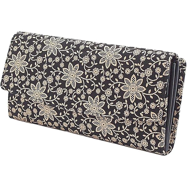 Amazon | [印傳屋] 印伝 長財布 束入S 大容量 鹿革 黒地×黒漆