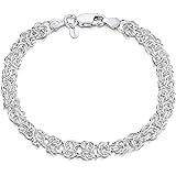Amberta Unisex's 925 Sterling Silver Byzantine Chain Bracelet
