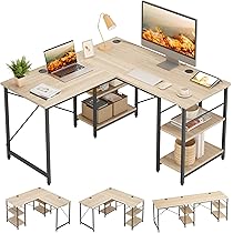 オフィスデスク PCデスク L字 コーナー 120cm Bestier L字デスク120cm ゲーミングラック付き