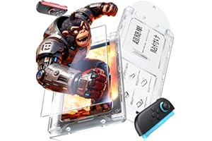 Fadkzyxr 【1枚入り】Switch 2 用 ガラスフィルム ガイド枠付き 旭硝子素材製 強化ガラス 9H硬度 高光沢 99%高透過率 自動貼り付け 自動除塵 気泡レス 自動吸着 飛散防止 撥水撥油 耐衝撃 貼付け簡単 スイッチ 2 用 フィル