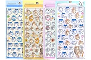 Winnges 3D立体シール 4枚 たまごっち ちい うさぎ ハチ まめっち めめっち くちばっち マシュマロ風 タイル 手帳用 貼り付け可能 手芸用品大容量 スマホケース 手帳 diy 贈り物ごほうび (SX2)