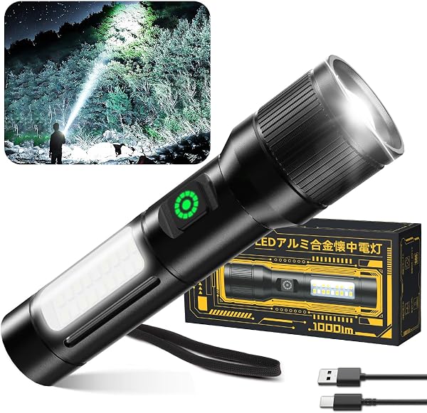 Flashlight, 2026 Improved Version, Night Light, Handheld Torch, LED Light, White and Red, COB Work Light, 6 Modes Dimming, Ma - 1