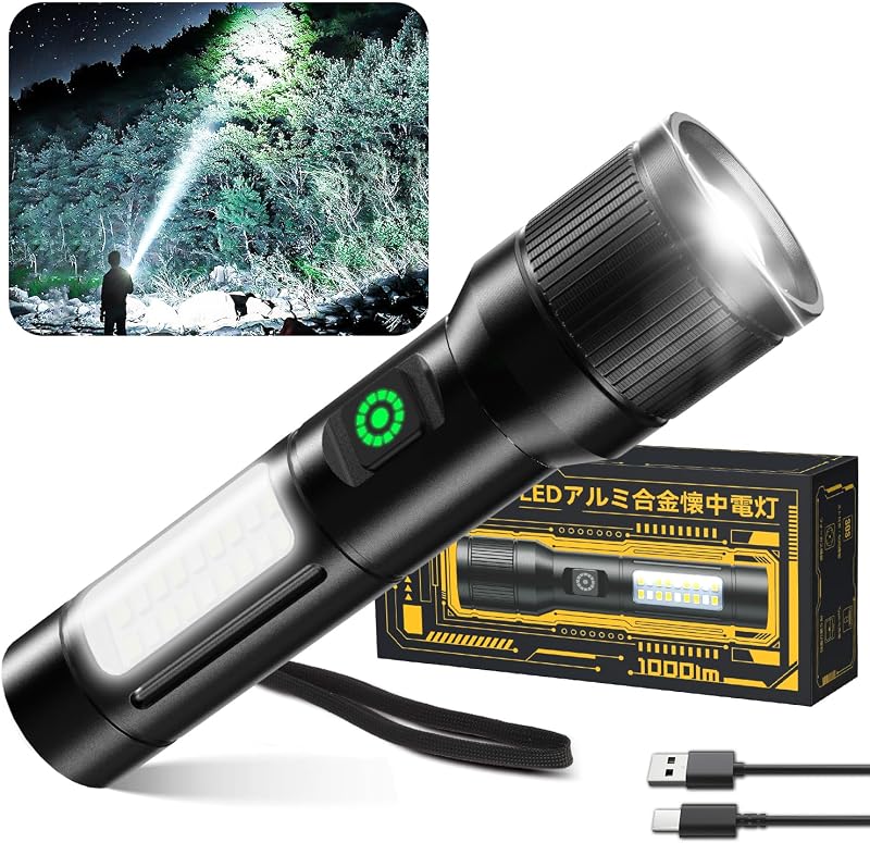 Flashlight, 2026 Improved Version, Night Light, Handheld Torch, LED Light, White and Red, COB Work Light, 6 Modes Dimming, Ma