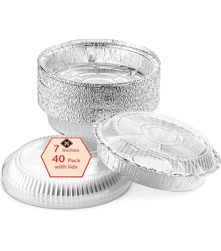 9" Round Aluminum Foil Pans With Lids (40 Pack) Pie Tins Disposable 9 Inch With Lid, To-Go Containers For Pies, Cheesecake, Cinnamon Rolls, Flan, 2" Deep Dish Cake Pan For Holidays