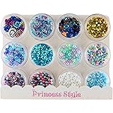 Princess-style シャカシャカモールド 封入パーツ ネイル レジン 12種類セット (ブルー系)