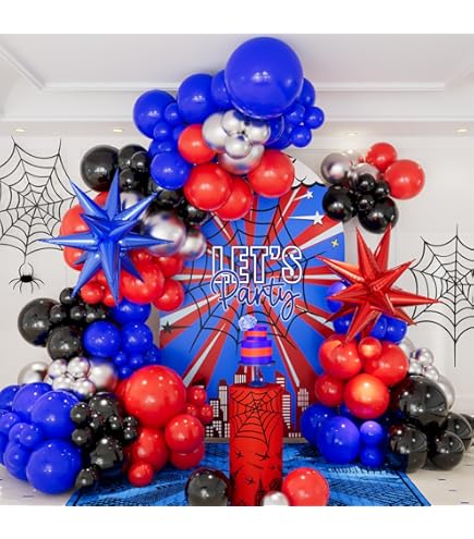 134PCS Black Red And Blue Balloons Arch Garland Kit, Spider Theme Balloon Arch For Men With Foil Balloons For Baby Shower Spider Theme Birthday Party Decorations - View #5