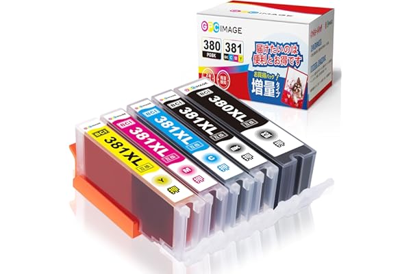 GPC Image BCI-381XL BCI-380XL キャノン 用 インク 380 381 純正 と併用可能 5色セット 大容量タイプ キャノン(Canon)対応 インクカートリッジ 381 380 互換インク TS6130 TS6230 TS6330 TS7330 TR9530 TR8530 TR703 対応 残量表示機能 個包装 説明書付