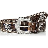 Nocona Belt Co. メンズ Nocona バックステッチエッジ インレー ペイテッドフラワーベルト