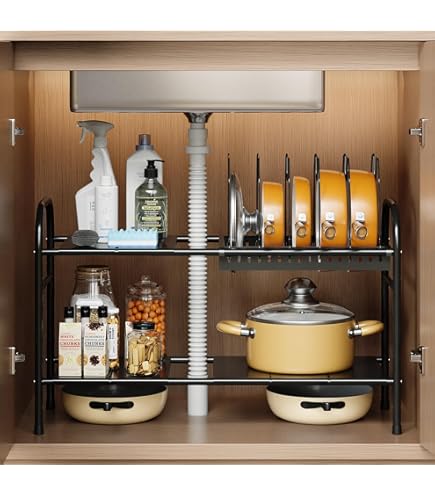 Amazon.co.jp: シンク下ステンレス伸縮ラック 2段 52045