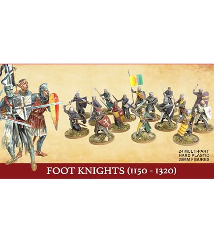 Perry Miniatures Agincourt Foot Knights – 28 Mm, 36 Pièces – Chevaliers à Pied, Armes Variées – Set AO 60