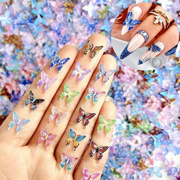 Amazon | ネイルパーツ 蝶々 約60個セット 3D 立体 夜光 蝶 ネイル