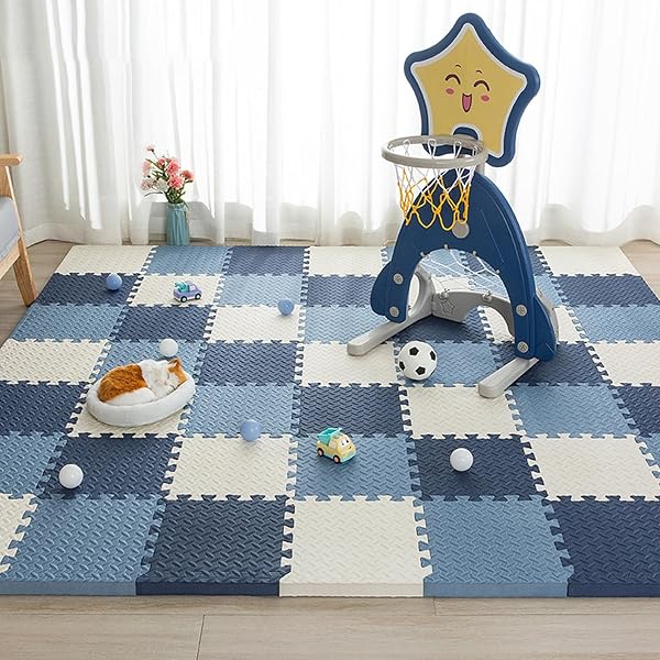 ジョイントマット サイドパーツ ケガ 30*30*2.5cm*32 防止 保護 安全 安心 保温 耐水 軽量 防音 カラー フロアマット プレイマット キッズマット ベビーマット ジョイント カーペット カラー8 生活音 キッズ 赤ちゃん 子ども 北欧 新生活 - 1