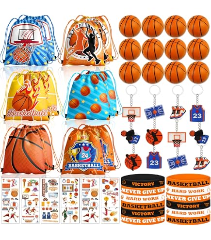 24-Pack Basketball Jersey Themed Gift Bags With Handles - Party Goody Bags For Sports Birthday - View #3