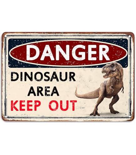 Plaque En Métal Danger Velociraptor Containment 30,5 X 20,3 Cm