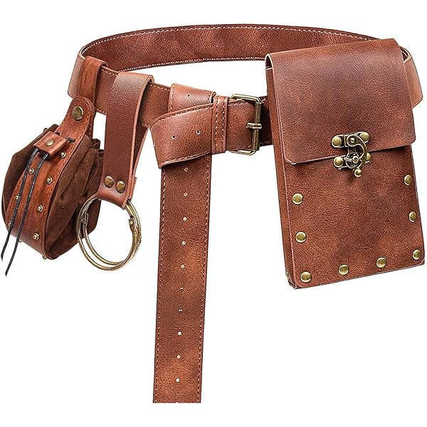Windlass Wide Brown Leather Pirate Belt - Brass Buckle For Costume & LARP - View #7