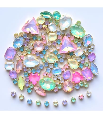 Amazon.co.jp: 台座付き ガラス製ラインストーン 手芸用ビジュー