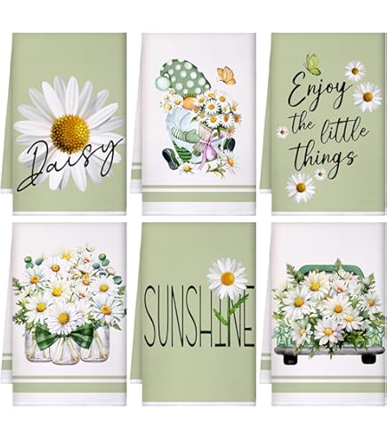 Aazon.co: Bencailor 6 Pcs Hoe Kitchen Towels Suer Flower Floral - View #9