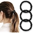 シルク ヘアゴム 3個セット 100%天然シルク 6A級 摩擦軽減 静電気防止 髪に優しい 跡がつかない 髪ゴム 高弾性 シュシュ おしゃれ 大人 女性 IRIYULI (ブラック*3)