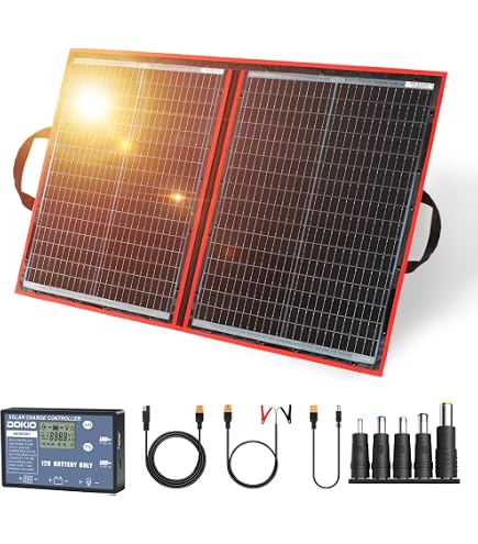 Amazon | DOKIO ソーラーパネル 100W 18V 折りたたみ式 モバイル