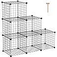 C&AHOME Draad Kubus Opbergrek - 8 Cubes, Zwart Metaal, 24x12,4x48 Inch, Modulaire Planken