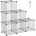 C&AHOME Draad Kubus Opbergrek - 8 Cubes, Zwart Metaal, 24x12,4x48 Inch, Modulaire Planken