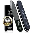 VITOMS Nail File, Nail Polish, (Professional Manicurist Recommended), Sponge File Set, Nail File, Nail Polish, Polished, Glass, Nail Care (Includes Explanation Video), Black, Straight