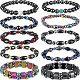 10 Pieces Magnetic Therapy Bracelet Energy Healing Bracelet Relief Hematite Bracelet Set for Men Women Sports Related Therapy
